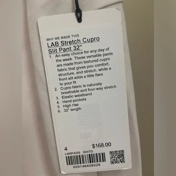 Lululemon Lab Women’s Stretch Cupro Pants 32” White Opal NWT - Picture 2 of 5